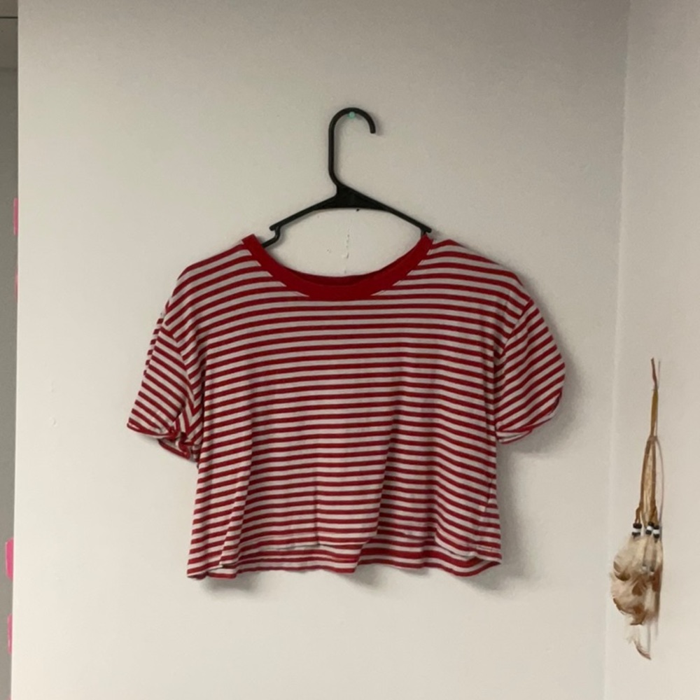 Red and white striped super cropped top